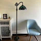 Tiffany Style Floor Lamp Green Stained Glass Included LED Bulb Gooseneck Adjustable 20"W*12"D*63"H