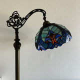 Tiffany Style Floor Lamp Blue Stained Glass Included LED Bulb Gooseneck Adjustable 20"W*12"D*63"H