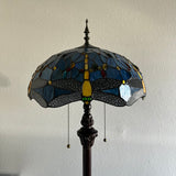 Enjoy Tiffany Style Floor Lamp Dragonfly Sky Blue Stained Glass EF1601