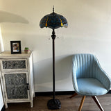 Enjoy Tiffany Style Floor Lamp Dragonfly Sky Blue Stained Glass EF1601