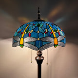Enjoy Tiffany Style Floor Lamp Dragonfly Sky Blue Stained Glass EF1601