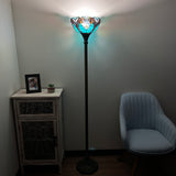Tiffany Style Floor Lamp Green Stained Glass Included LED Bulb 12"W*12"D*66"H