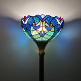 Tiffany Style Torch Floor Lamp Blue Stained Glass Included LED Bulb 12"W*12"D*66"H
