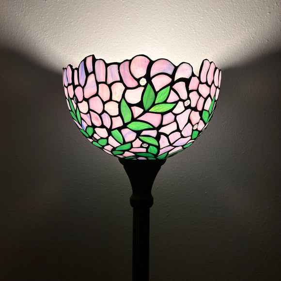 Enjoy Decor Lamps Tiffany Style Torch Floor Lamp Purple Stained Glass EF1281
