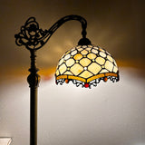 Tiffany Style Floor Lamp  Gold Stained Glass Crystal Beans Gooseneck Adjustable Vintage EF1224