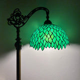 Tiffany Style Floor Lamp Green Leaves Stained Glass Included LED Bulb Gooseneck Adjustable H63 in
