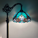 Tiffany Style Floor Lamp Green Stained Glass Included LED Bulb Gooseneck Adjustable 20"W*12"D*63"H