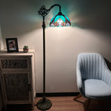 Tiffany Style Floor Lamp Green Stained Glass Included LED Bulb Gooseneck Adjustable 20"W*12"D*63"H