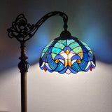 Tiffany Style Floor Lamp Blue Stained Glass Included LED Bulb Gooseneck Adjustable 20"W*12"D*63"H