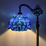 Tiffany Style Floor Lamp Blue Stained Glass Baroque Style Gooseneck Adjustable  EF1219