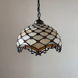 Tiffany Style Pendant Lights Beige Stained Glass Crystal Beans 12"W*12"D*60"H