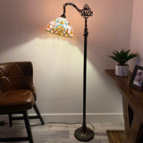 Tiffany Style Floor Lamp Pink Stained Glass Baroque Style Gooseneck Adjustable 20"W*12"D*63"H