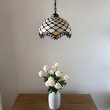 Tiffany Style Pendant Lights Beige Stained Glass Crystal Beans 12"W*12"D*60"H