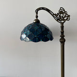 Tiffany Style Floor Lamp Green Blue Stained Glass Crystal Bean Gooseneck Adjustable  EF1248