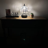 Tiffany Style Mini Table Lamp White Stained Glass Flowers 8"W*8"D*12"H