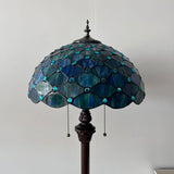 Tiffany Style Floor Lamp Green Blue Stained Glass Crystal Beans 16"W*16"D*64"H