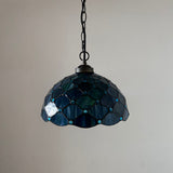 Tiffany Style Pendant Lighting Blue Stained Glass Crystal Beans 12"W*12"D*60"H