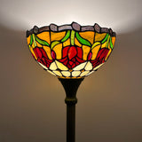 Tiffany Style Torch Floor Lamp Stained Glass Red Tulip EF1259
