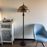 Tiffany style floor lamp Green Stained Glass Baroque Style 16"W*16"D*64"H