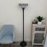 Tiffany Style Floor Lamp White Stained Glass Hexagon Vintage EF1231