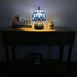 Tiffany Style Mini Table Lamp Blue Stained Glass Baroque Style 8"W*8"D*12"H