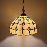 Tiffany Style Pendant Lights Gold Stained Glass Crystal Beans 12"W*12"D*60"H