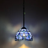 Tiffany Style Mini Hanging Lamp Blue Stained Glass Baroque Style LED Bulb Included EP0818