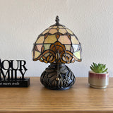 Tiffany Style Mini Table Lamp Gold Stained Glass Baroque Style 8"W*8"D*12"H