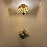 Tiffany Style Ceiling Lamp Gold Stained Glass Baroque Style 12"W*12"D*12"H