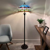 Tiffany Style Floor Lamp Tulips Blue Stained Glass 16"W*16"D*64"H