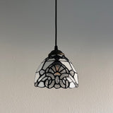 Enjoy Tiffany Style Mini Hanging Lamp White Stained Glass Baroque Style EP0625