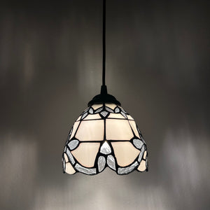 Enjoy Tiffany Style Mini Hanging Lamp White Stained Glass Baroque Style EP0625